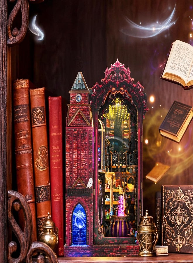 GATTLELIC Book Nook Kit, DIY Miniature House Dollhouse Crafts Kit for Adults and Teens, Magic Castle 3D Wooden Puzzle Booknook Build Bookshelf Decor, Gifts for Family and Friends（Arcane Sprire） - Image 5